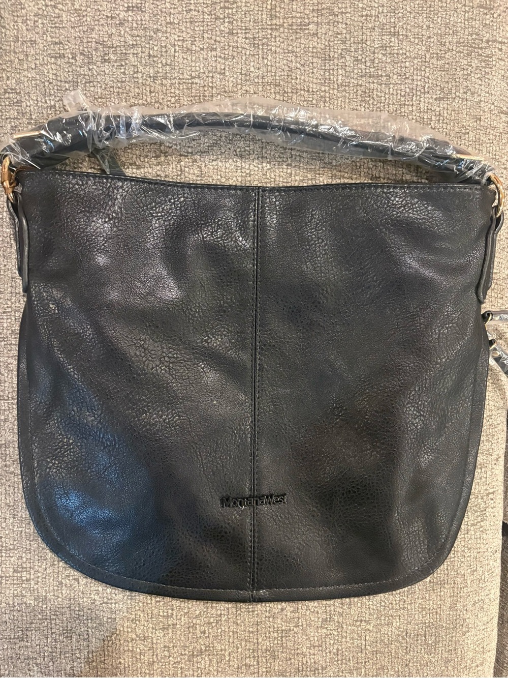Montana West Black Pebbled Leather Shoulder Bag